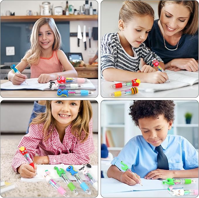 100Pcs Mini Multicolor Pens in One 4-in-1 Cute Pens Bulk for Kids, Ballpoint Pen for Birthdays and Children's Parties, Fun Gifts Assorted Ink Kawaii Pen