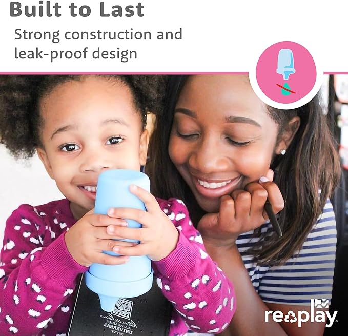 Re-Play Sippy Cups for Toddlers - 10 Oz. Reusable Spill Proof Cups for Kids, Dishwasher/Microwave Safe - Made in USA - Set of 3-3.13" x 6.25" - Berry
