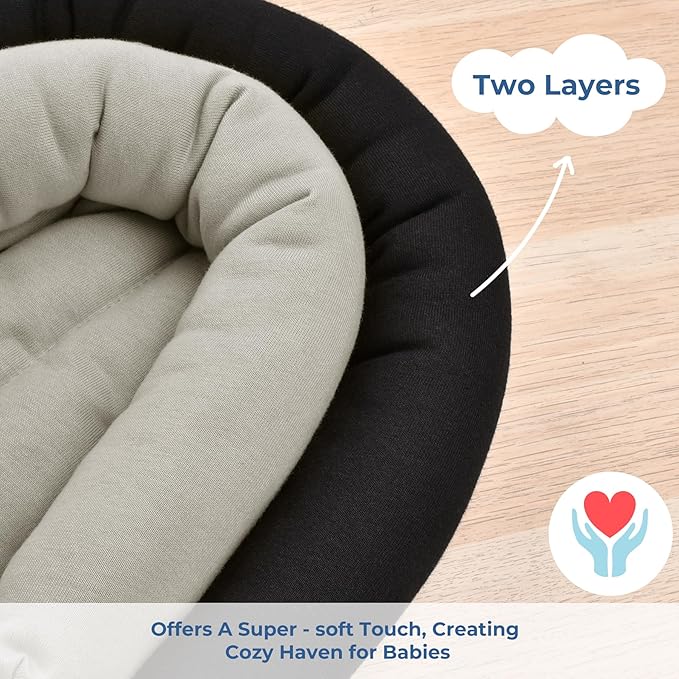 COOLBEBE Upgraded 2-in-1 Babybody Supports for Newborn Infant - Extra Soft Breathable Car Seat Insert Cushion Pad, Perfect for Carseat, Stroller, Swing, Bouncer Black