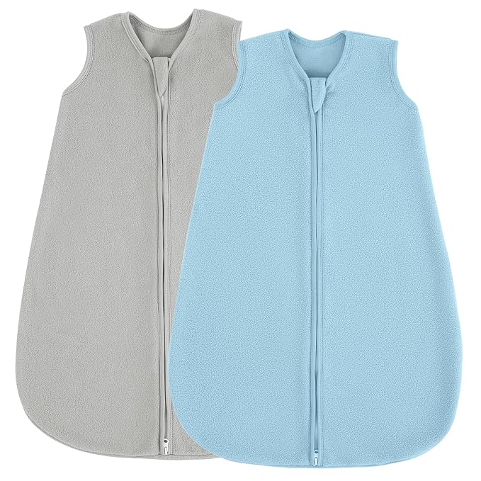 JELLYMONI Fleece Baby Sleep Sack 0-6 Months, 2 Pack 1.5 TOG Baby Wearable Blanket Winter Infant Sleep Sack with 2-Way Zipper, Warm Toddler Sleep Sack