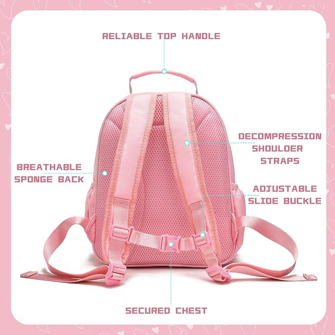 I IHAYNER Kids Glitter Lightweight Backpack for School Travel & Daycare, Toddler Backpack for Girls 3+ Preschool Kindergarten Elementary Kids Backpack-Rainbow Pink N