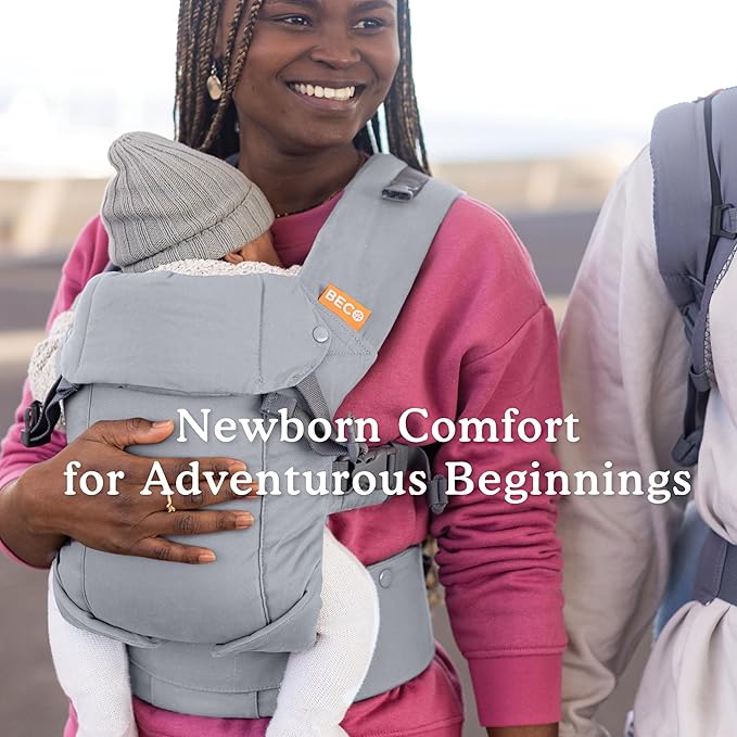 Beco Gemini Baby Carrier from Newborn to Toddler - Certified Ergonomic Newborn Baby Carrier for Infants and Children of 7-35 lbs - M Shape, Adjustable Seat, 100% Cotton (Grey)
