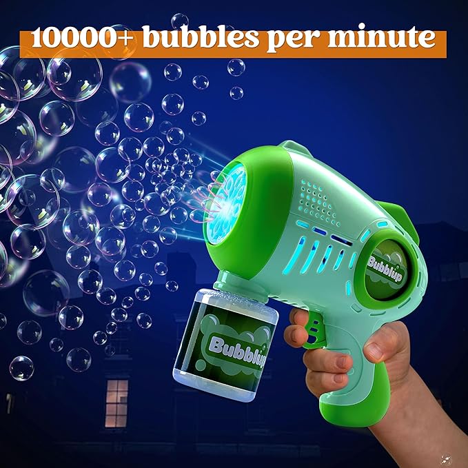 JOYIN 2 Kids Bubble Guns with 4 Bottles Solution, Automatic Bubble Machine Gun with 8 Holes for Kids, Adults, Summer Toys, Easter Basket Stuffers, Birthday Gift, Party Favors