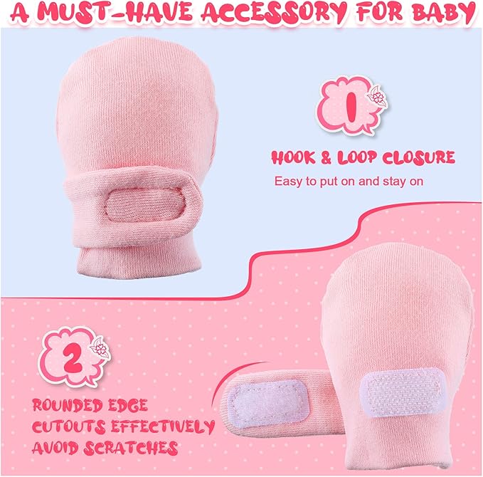 Adjustable Baby Mittens No Scratch Newborn Cotton Breathable Gloves Warm Baby Mitts for Boys Kids
