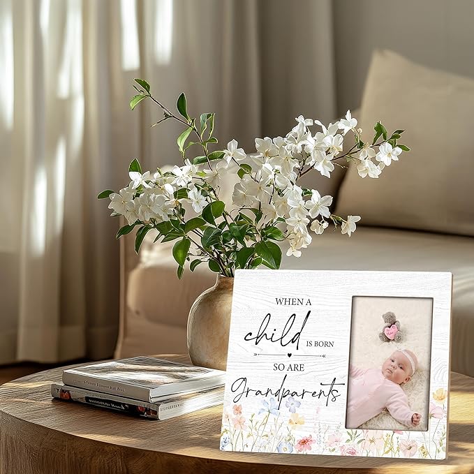 New Grandparents Picture Frame - Grandparents Gifts, Grandparents Baby Announcement Frame, When a Child Is Born so Are Grandparents Wooden Picture Frame for Tabletop or Wall Hanging 4x6