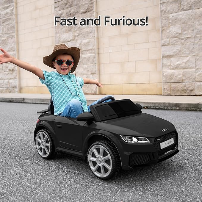 Electric Ride on Car for Kids, Licensed Audi 12V 7Ah Kids Ride-on Toy for Toddlers 3-5 Year Old with Remote, Bluetooth - Black