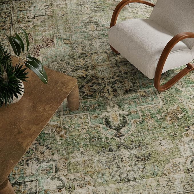 10x14 Area Rugs for Living Room: Washable Bedroom Rug Boho Vintage Rugs Stain Resistant Non Slip Low Pile Soft Lightweight Carpet for Kitchen Dining Room Farmhouse Nursery Kids Room