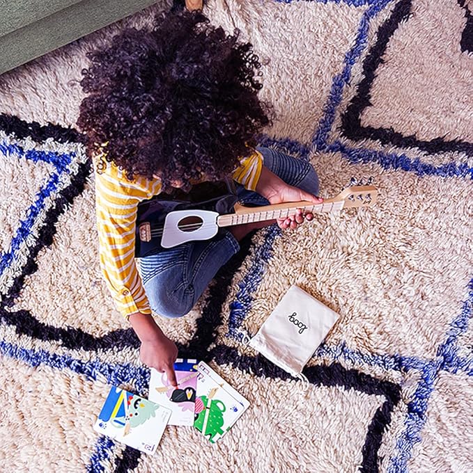 Loog Mini Acoustic kids Guitar for Beginners 3-strings Ages 3+ Learning app and lessons included Black
