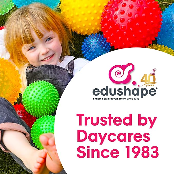 Edushape Sensory Ball for Baby - 7” Solid Primary Color Baby Ball That Helps Enhance Gross Motor Skills for Kids Aged 6 Months & Up - Pack of 1 Vibrant Colorful and Unique Textured Ball for Baby