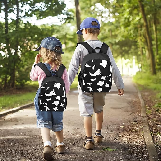 Halloween Ghost Toddler Backpack Waterproof Mini Backpack Boys/Girls Cute Small Backpack Kindergarten Pre School Bags 13 Inch