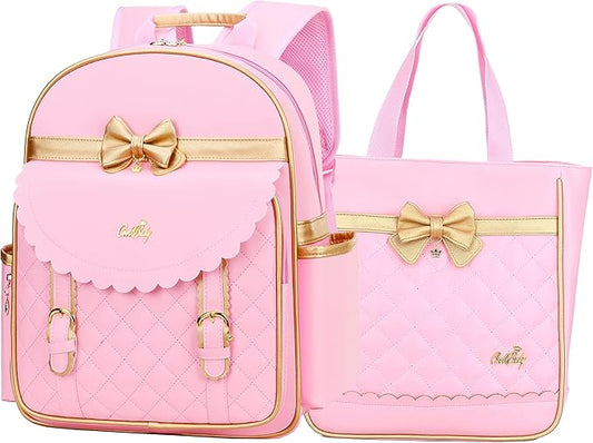 Gazigo Children Princess Waterproof PU Backpack for Girls Elementary School Girl Bookbags