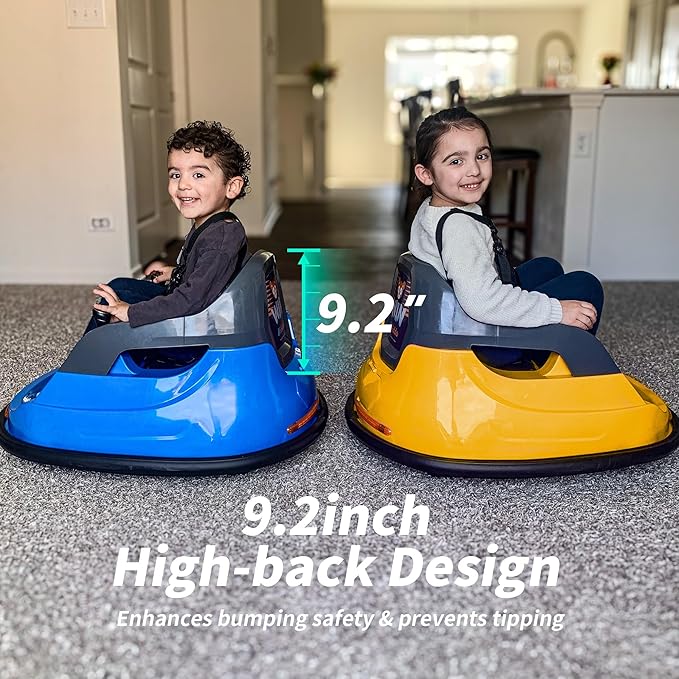 12V Kids Bumper Car, Electric Baby Bumper Car for Toddlers with Remote Control, 3 Speeds - Yellow