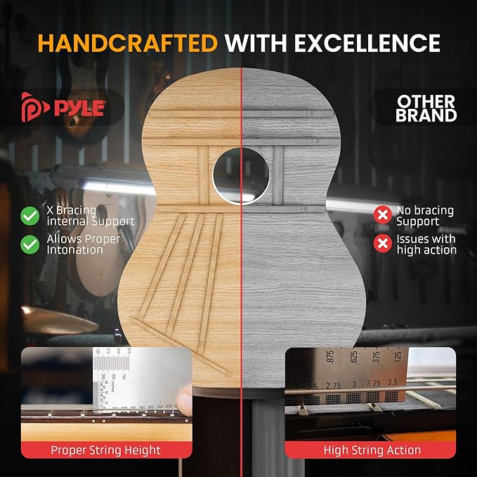 Pyle 6 String Acoustic Guitar, Right, 6 Brown Burst, Gloss, 36" (PGACLS82BB)