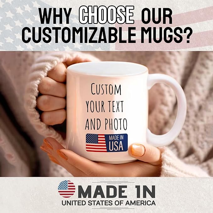Custom Mug Upload Your Picture Personalized Coffee Mug with Photo Text Name Customized Cup Unique Ideas Gifts for Men Women Mom Dad Girlfriend Halloween Christmas Thanksgiving