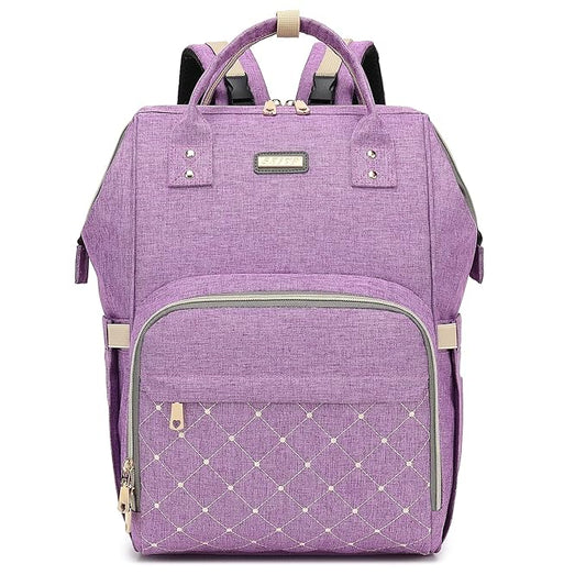 Diaper Bag Backpack, Diaper Bags for Baby Girls Boys, Baby Bags for Moms Dads, Nappy Changing Bag with Insulated Pockets,Multi-functional Waterproof Backpack with Stroller straps-Purple