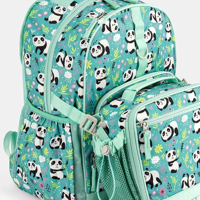 Choco Mocha Cheetah Backpack for Girls, Elementary School Backpack for Girls Ages 6-8 Kids Kindergarten Backpack Bookbag 17 Inch with Chest Strap, Green