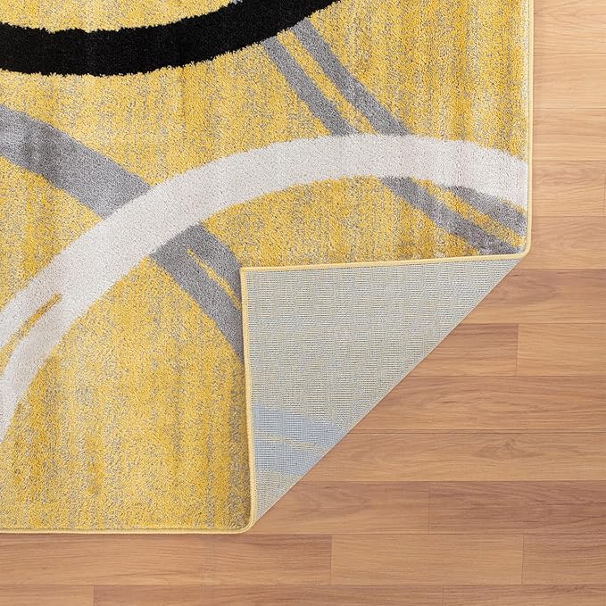 Rugshop Modern Wavy Circles Design Area Rug 6'6" x 9' Yellow