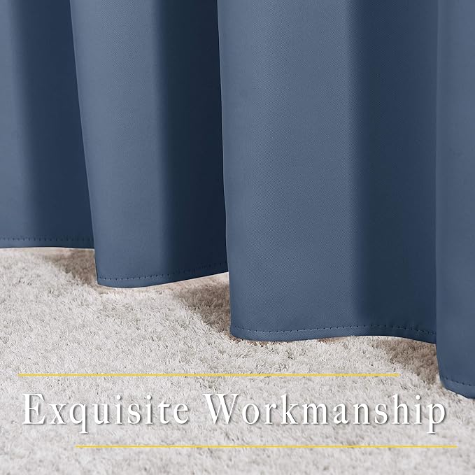 NICETOWN Stone Blue Curtain Panels - Home Decoration Thermal Insulated Solid Grommet Blackout Curtains/Drapes for Hall/Sliding Door (80" Wide by 108" Long, Stone Blue, Set of 2)