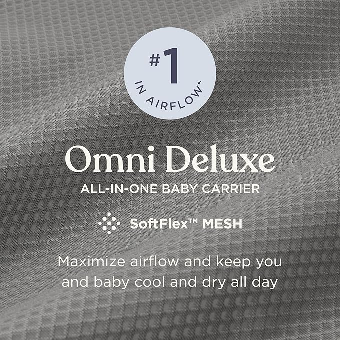 Ergobaby Omni Deluxe Baby Carrier Newborn to Toddler - Breathable Baby Carriers for Summer - All-Position Carrier with Enhanced Lumbar Support & Airflow (7-45 Pounds), Cotton, Midnight Blue