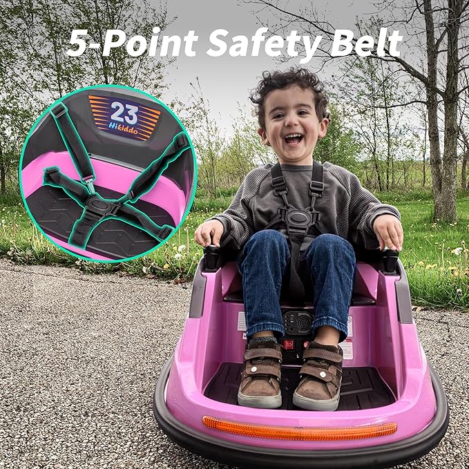 12V Kids Bumper Car, Electric Baby Bumper Car for Toddlers with Remote Control, 3 Speeds - Light Pink