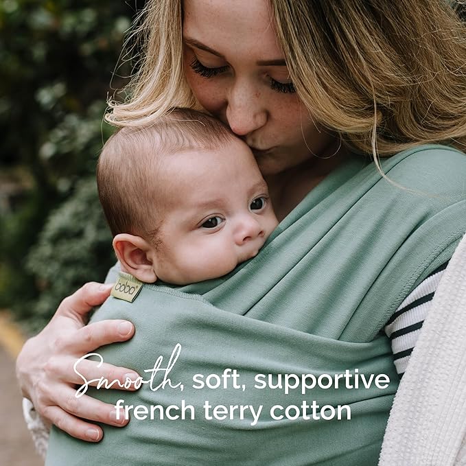 Boba Baby Wrap Carrier – Original Baby Sling Carrier for Newborns (7–35 lbs), Soft, Secure, Hands-Free & Ergonomic, Ideal for Comfortable Bonding, New Parents (Sage Green)