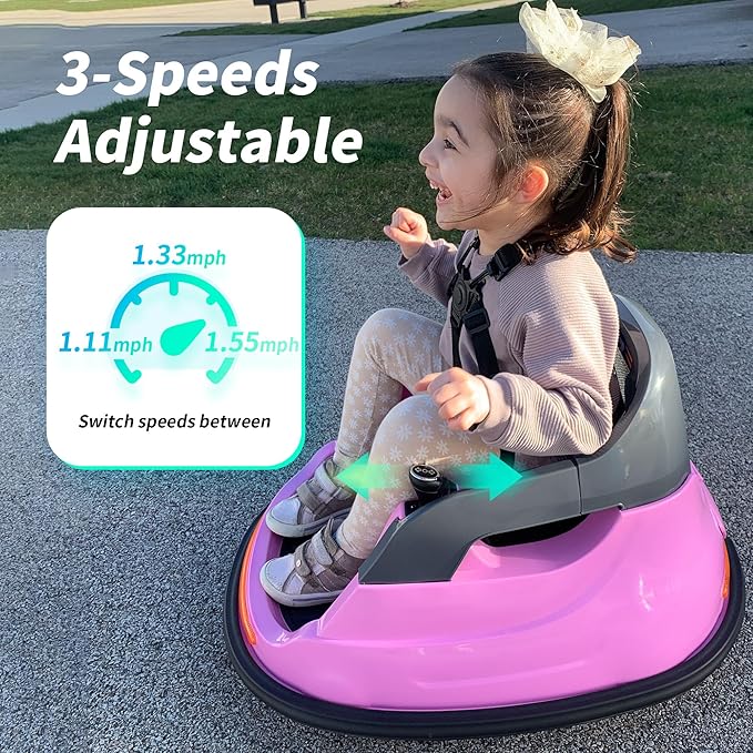 12V Kids Bumper Car, Electric Baby Bumper Car for Toddlers with Remote Control, 3 Speeds - Light Pink