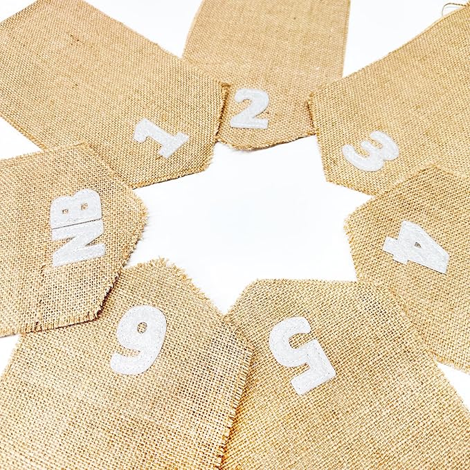 pinkblume 1st Birthday Burlap Photo Banner Garland Handmade Felt from Newborn to 12 Months with Gradient Dusty Pink Ribbon for Baby Girl First Birthday Monthly Milestones Party Decorations Supplies