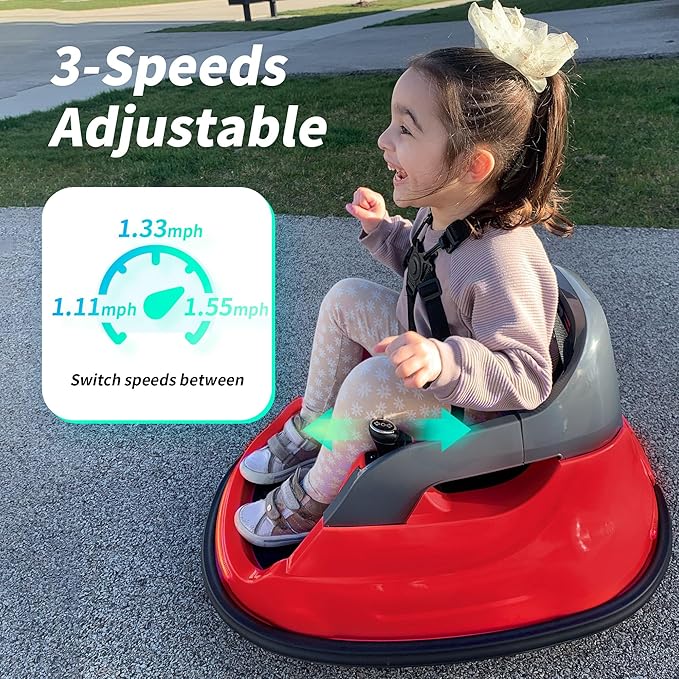 Baby Bumper Car, 6V Electric Kids Bumper Car for Toddlers with Remote Control, Bluetooth - Red