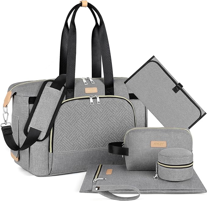 ITIEZY Diaper Bag Tote for Baby - Large Mommy Bag with Portable Changing Pad Pacifier Case, Hospital Bags Travel Baby Bag