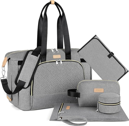 ITIEZY Diaper Bag Tote for Baby - Large Mommy Bag with Portable Changing Pad Pacifier Case, Hospital Bags Travel Baby Bag