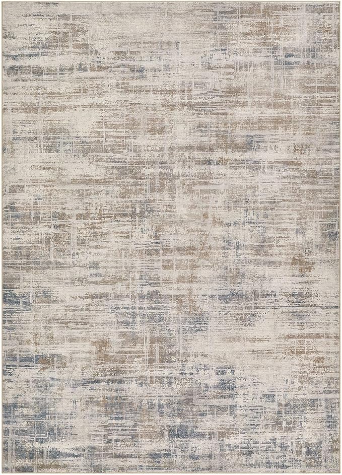 Area Rug for Living Room: 6x9 Washable Neutral Abstract Modern Soft Rugs Non Slip Indoor Floor Stain Resistant Large Carpet for Bedroom Dining Room Office Nursery - Brown