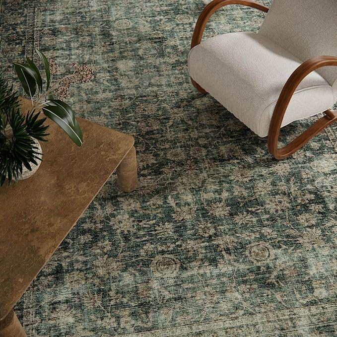 Washable Living Room Area Rug: 5x7 Rugs for Bedroom Vintage Stain Resistant Non Slip Low Pile Lightweight Boho Carpet for Kitchen Dining Room Farmhouse Kids Room Nursery