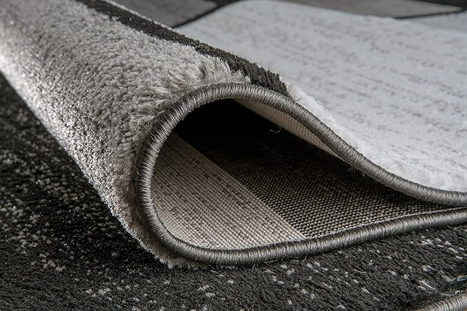 Rugshop Contemporary Modern Boxes Design Area Rug for Home Office,Living Room,Bedroom,Kitchen Non-Shedding Area Rug 5'3" x 7'3" Gray