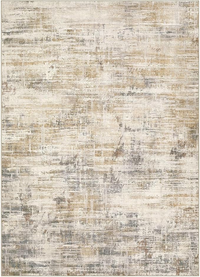 Area Rug for Living Room: 12x15 Washable Neutral Abstract Modern Soft Rugs Non Slip Indoor Floor Stain Resistant Large Carpet for Bedroom Dining Room Office Nursery - Golden Brown