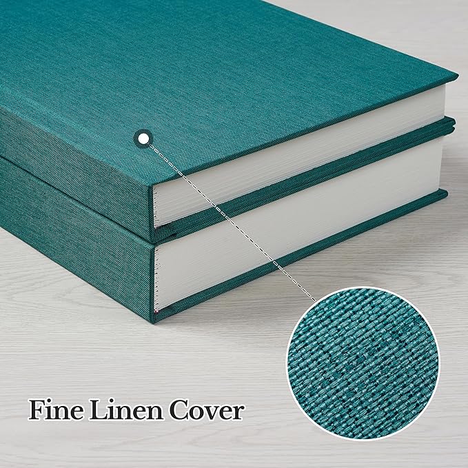 Photo Album 5x7 with Writing Space Linen Cover 5x7 Photo Album Book Holds 20 Photos Ideal for Wedding Theme-Album and Baby Photo Albums (Dark Green,20 Pockets)