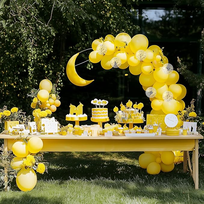 JOYIN 150 Pcs Yellow Balloons, Different Sizes 18 12 10 5 Inch Yellow Latex Balloon Arch Kit with Instruction for Birthday Party Graduation Wedding Holiday Decoration