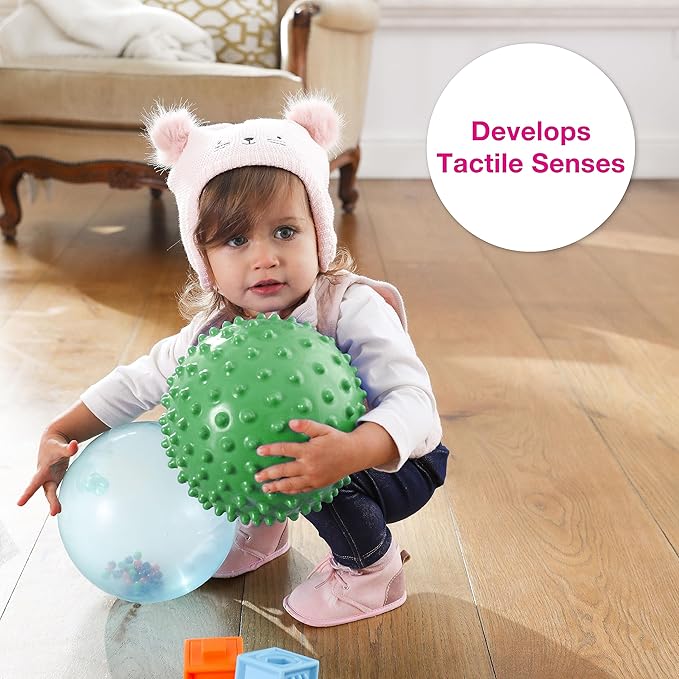 Edushape Original Sensory Ball for Baby - 7" Deflated with Pump, Green Color, Enhances Gross Motor Skills for Kids 6 Months & Up