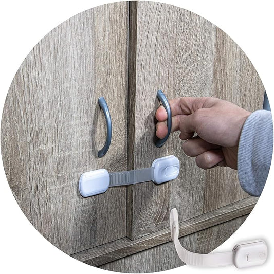 6-Pack Child Proof Locks for Cabinet Doors, Drawers, Fridge, Toilet Seat, Dishwasher, Trash Can, Cupboard - 3M - No Drilling - Child Safety Locks for Cabinets and Drawers - Baby Proofing Cabinets Lock