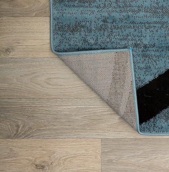 Rugshop Modern Wavy Circles Design Area Rug 10' x 14' Blue