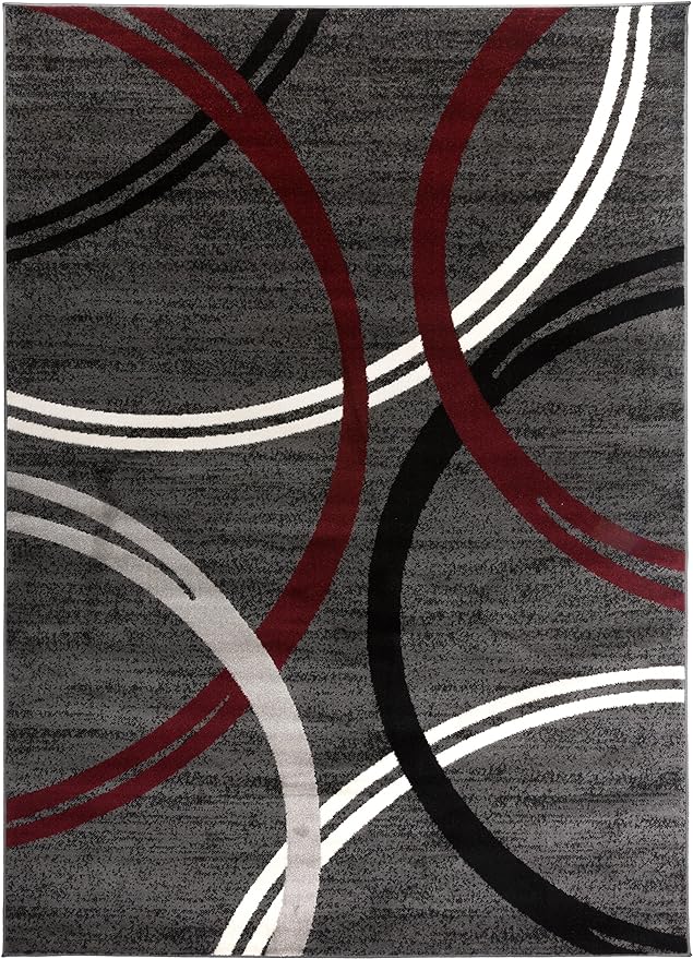 Rugshop Modern Wavy Circles Design Area Rug 12' x 15' Red