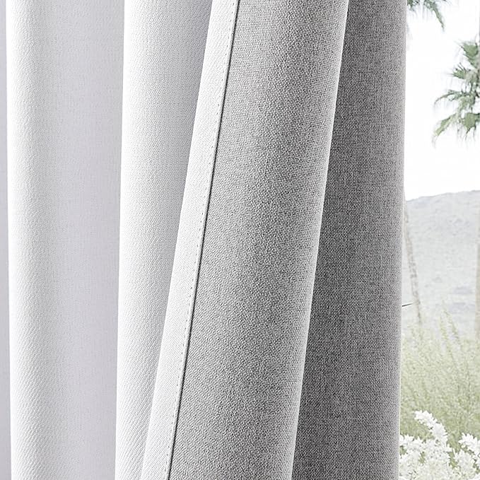 Joydeco Faux Linen Blackout Curtains for Bedroom,White Blackout Curtains 96 inches Long,100% Blackout Solid Thermal Insulated Window Drapes Luxury Decor for Living Room（W52xL96 Inch,White）